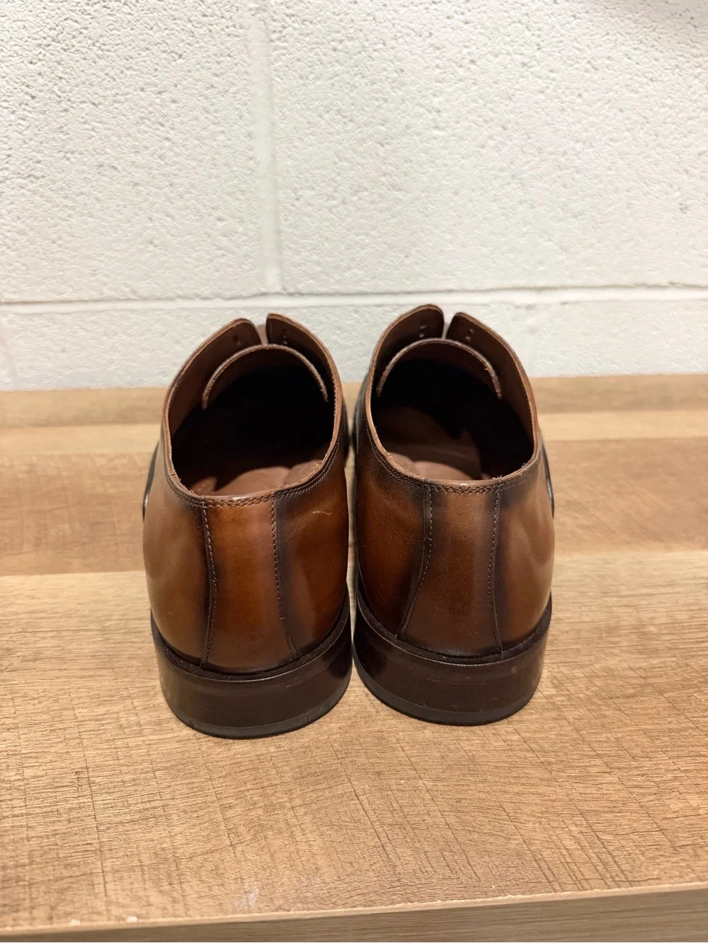 Joseph Abboud Cognac Brown Woven Leather Lace-Up Oxford Dress Shoes Men's